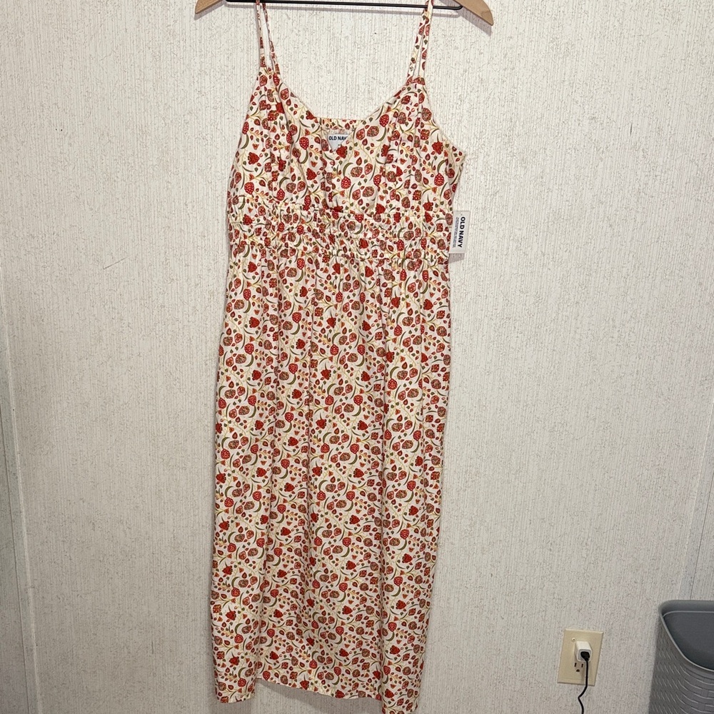Old Navy Red and Cream Floral Maxi Dress